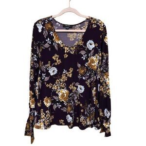 Karen Kane Floral Blouse Top - brown Sz XL